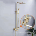 Brushed Gold Bathroom Square Head Shower Faucet